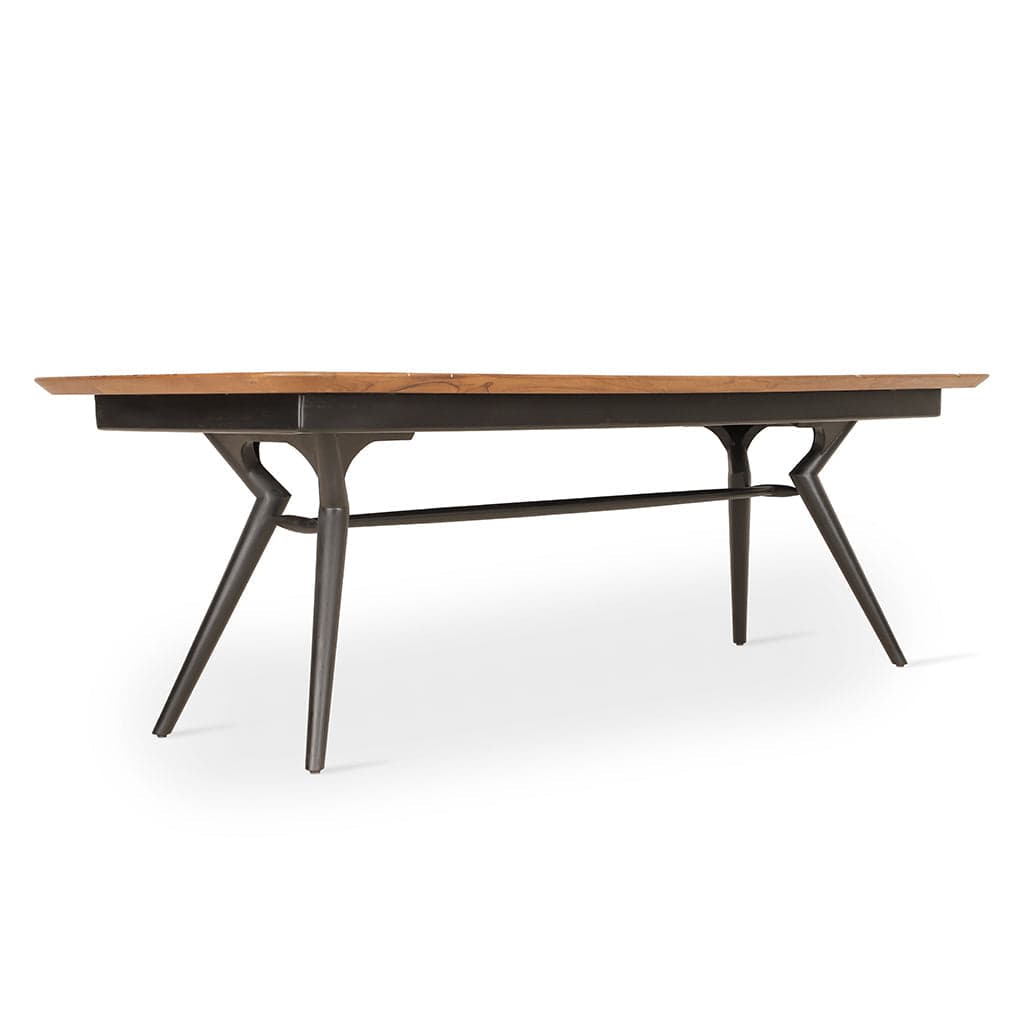 Fusi - Eight Seater Teak Dining Table, Brass Inlay on Top by Alankaram