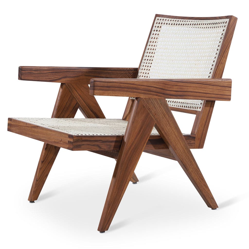 Jeanneret - Teak-Rattan Lounge Chair by Alankaram