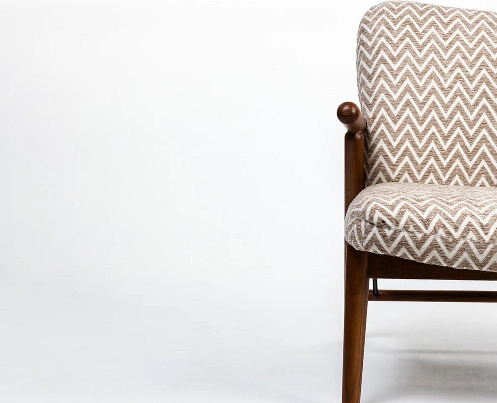 Greensboro Cotton Wooden Arm Chair - (Teak Finish) by Furniselan