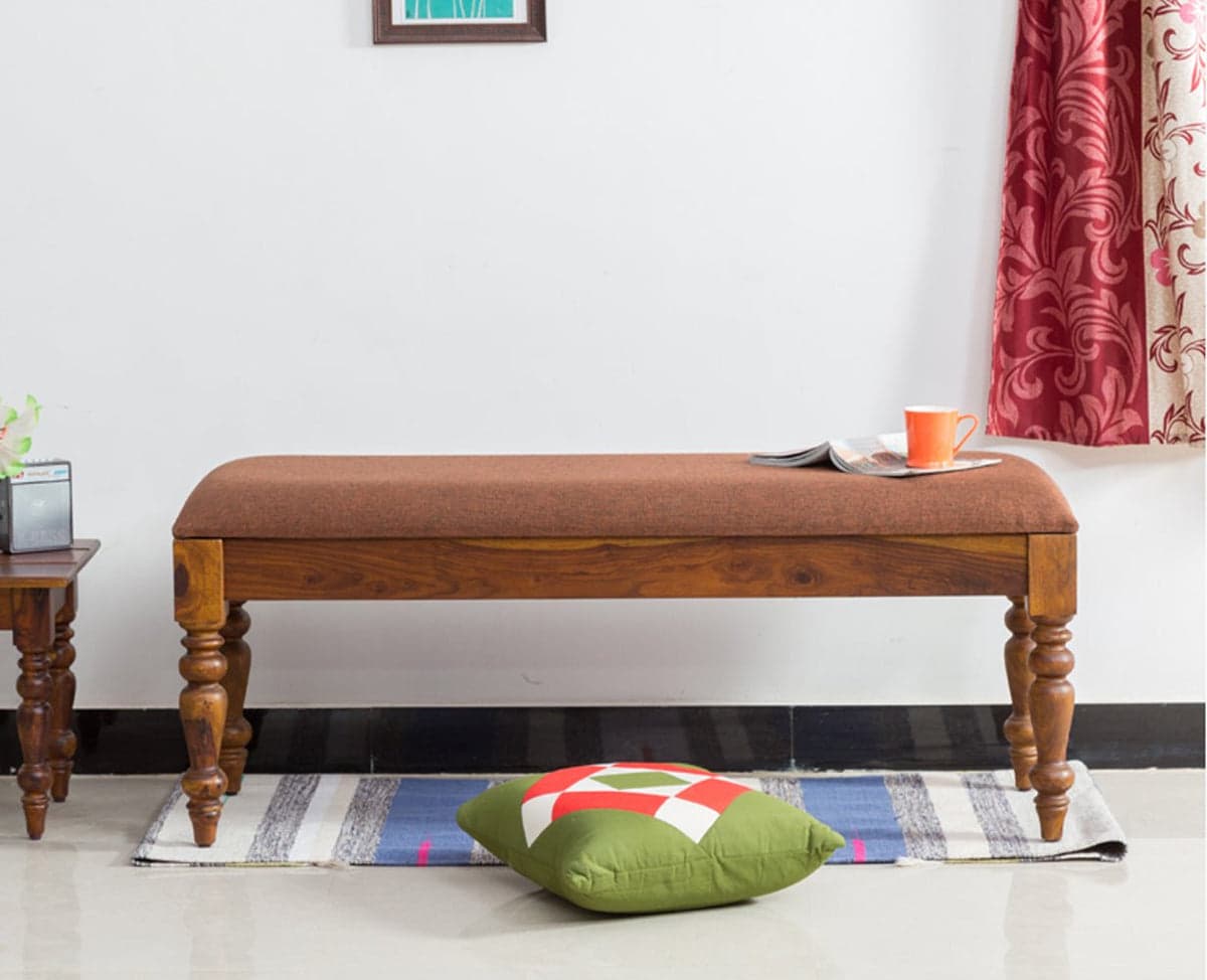 Calgary Solid Wood Bench - (Kapasi Brown Finish) by Furniselan