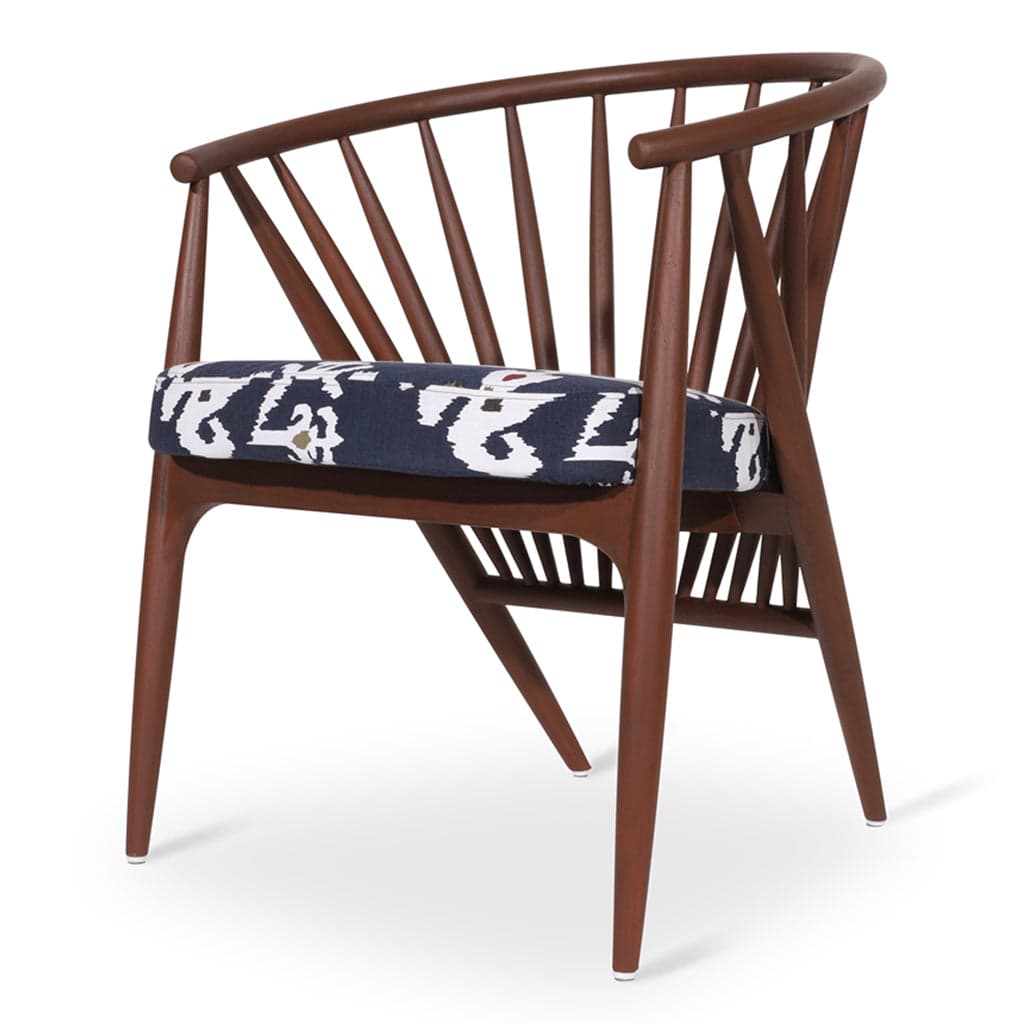 Hloma - Ash/Oak/Beech Dining Chair, Stained, Black Printed Fabric by Alankaram