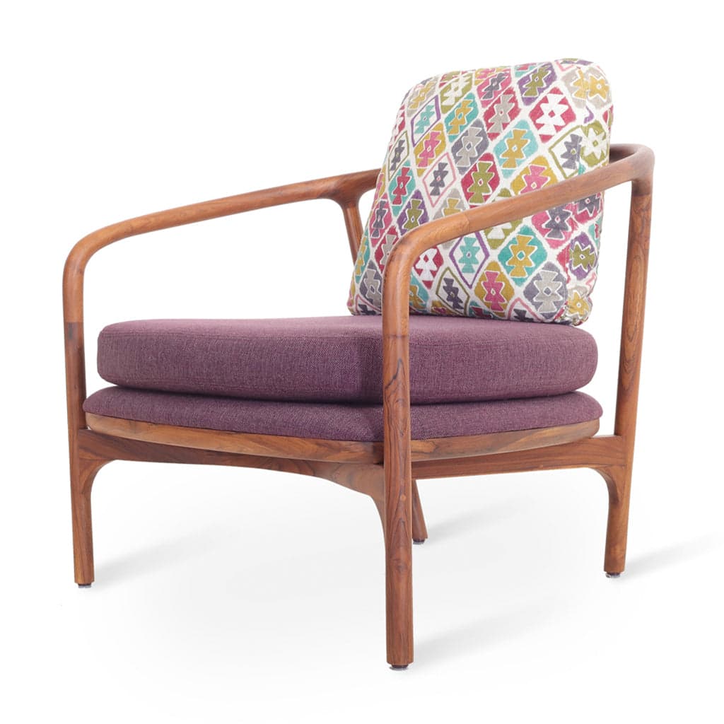 Nofo - Teak Lounge Chair, Purple, Multicolor Printed by Alankaram