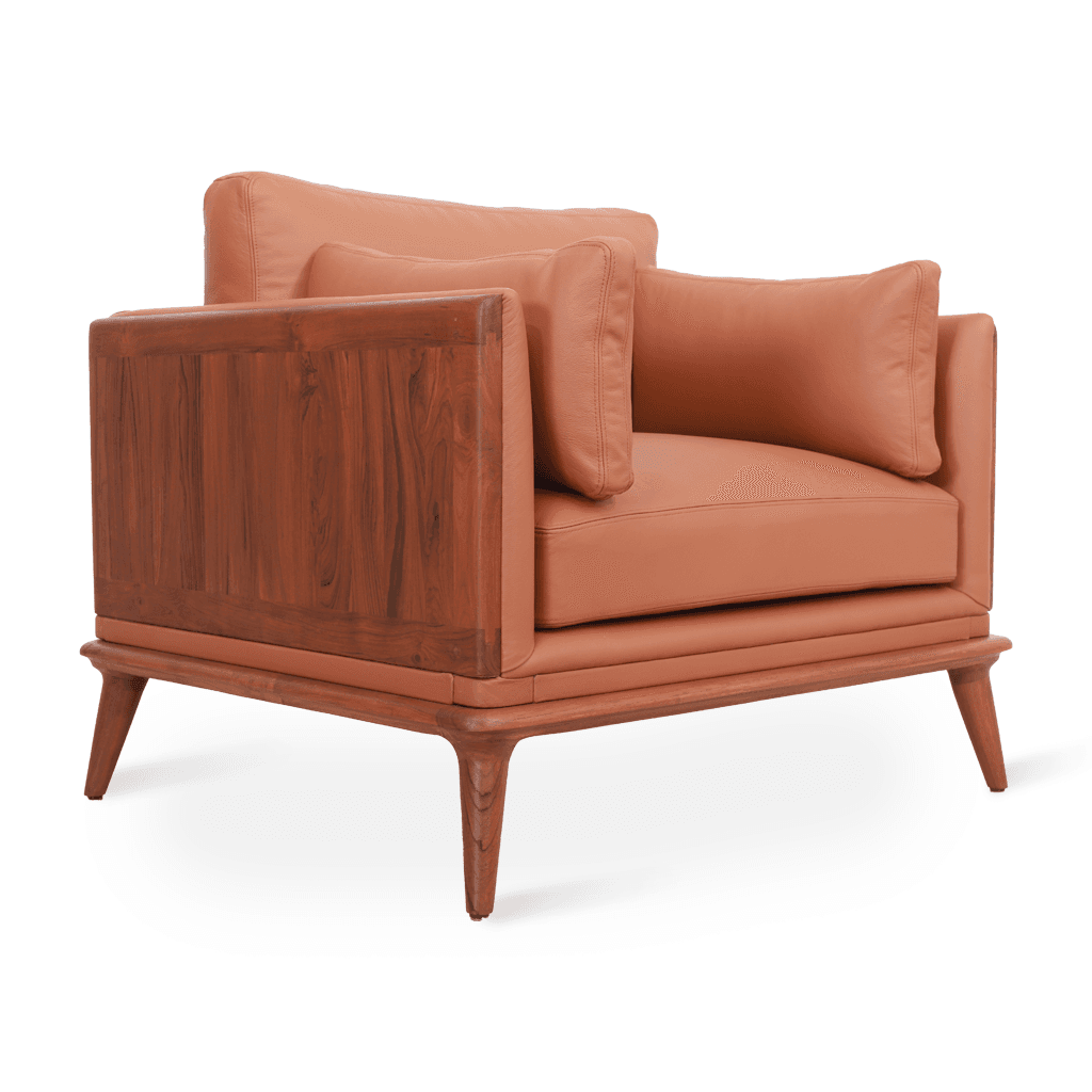 Mysig - Teak Club/Sofa Chair, Upholstered back 3 by Alankaram