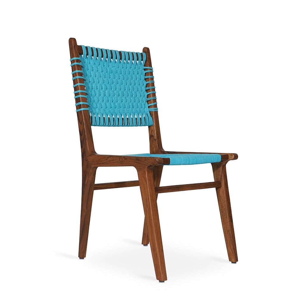 Asandi - Teak Dining Chair, Full Black Woven 3 by Alankaram