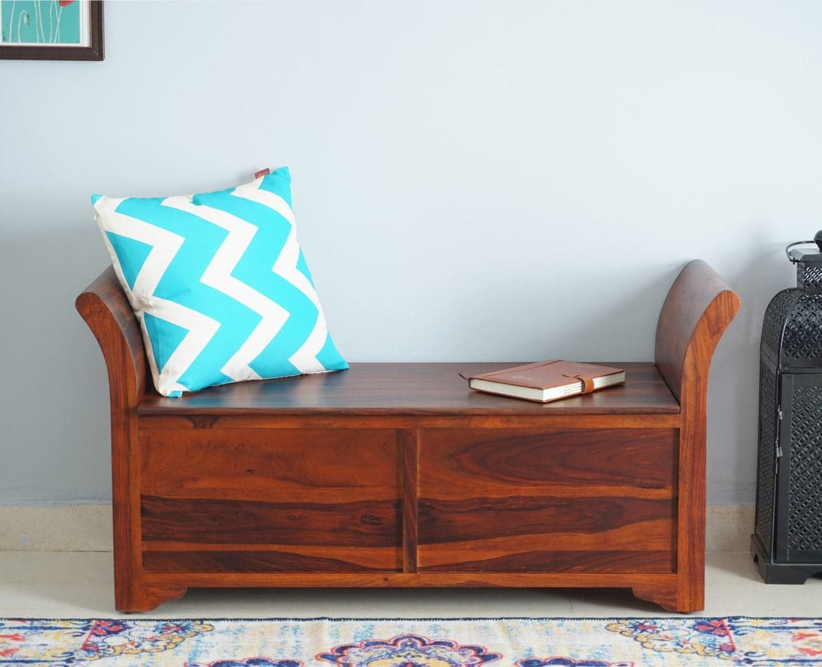 Abu Dhabi Solid Wood Box Storage Bench - (Maple Finish) by Furniselan