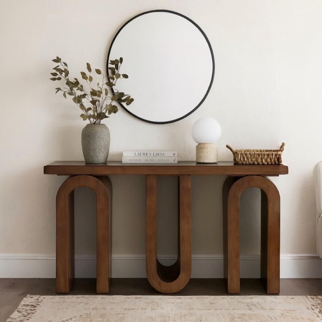 Orrica Handcarved Solid Sheesham Wood Designer Entryway Console by Wooden Slice