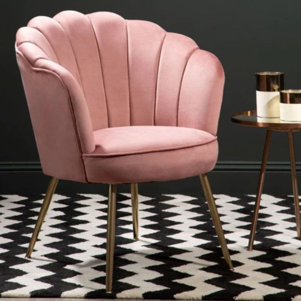 Pink Velvet Accent Chair – Luxury Wing Chair for Living Room by Furnhands