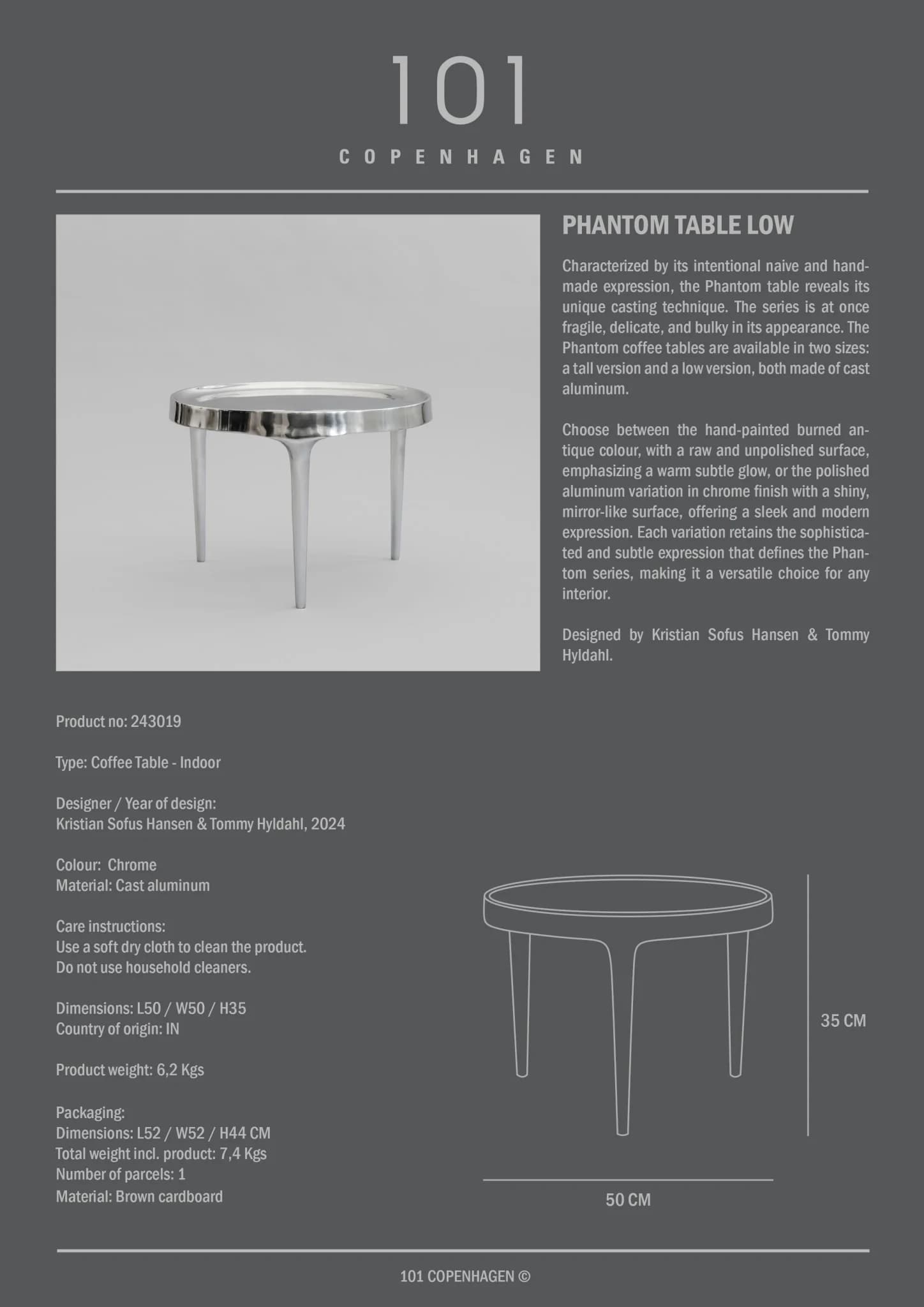 Phantom Table, Low - Chrome by 101 Copenhagen