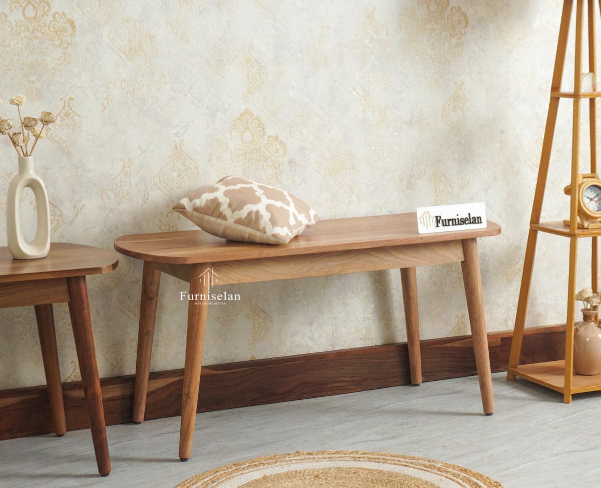 Antilia Solid Wood Two Seater Bench - (Natural Finish) by Furniselan