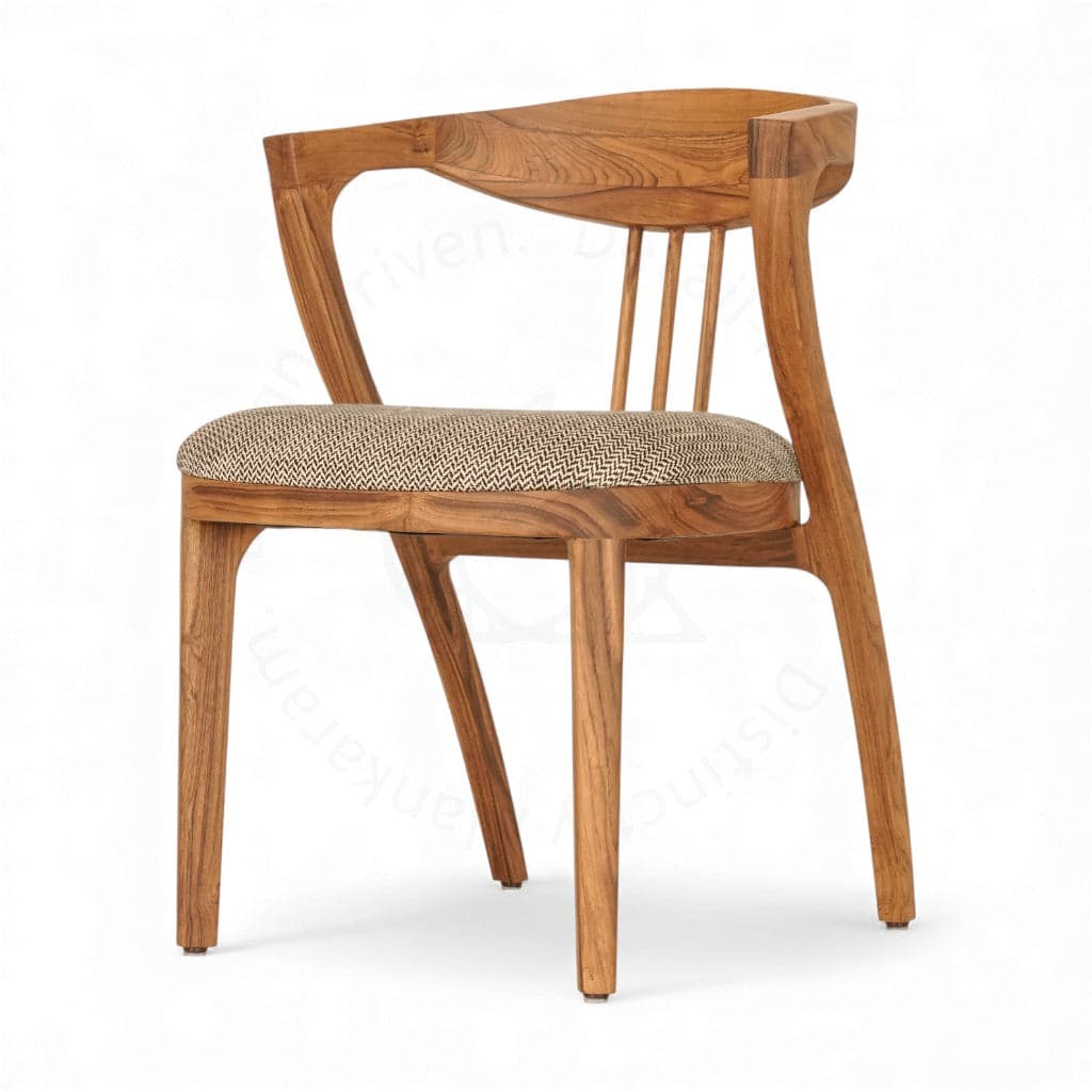 Kratky - Teak Dining Chair, Upholstered Seat by Alankaram