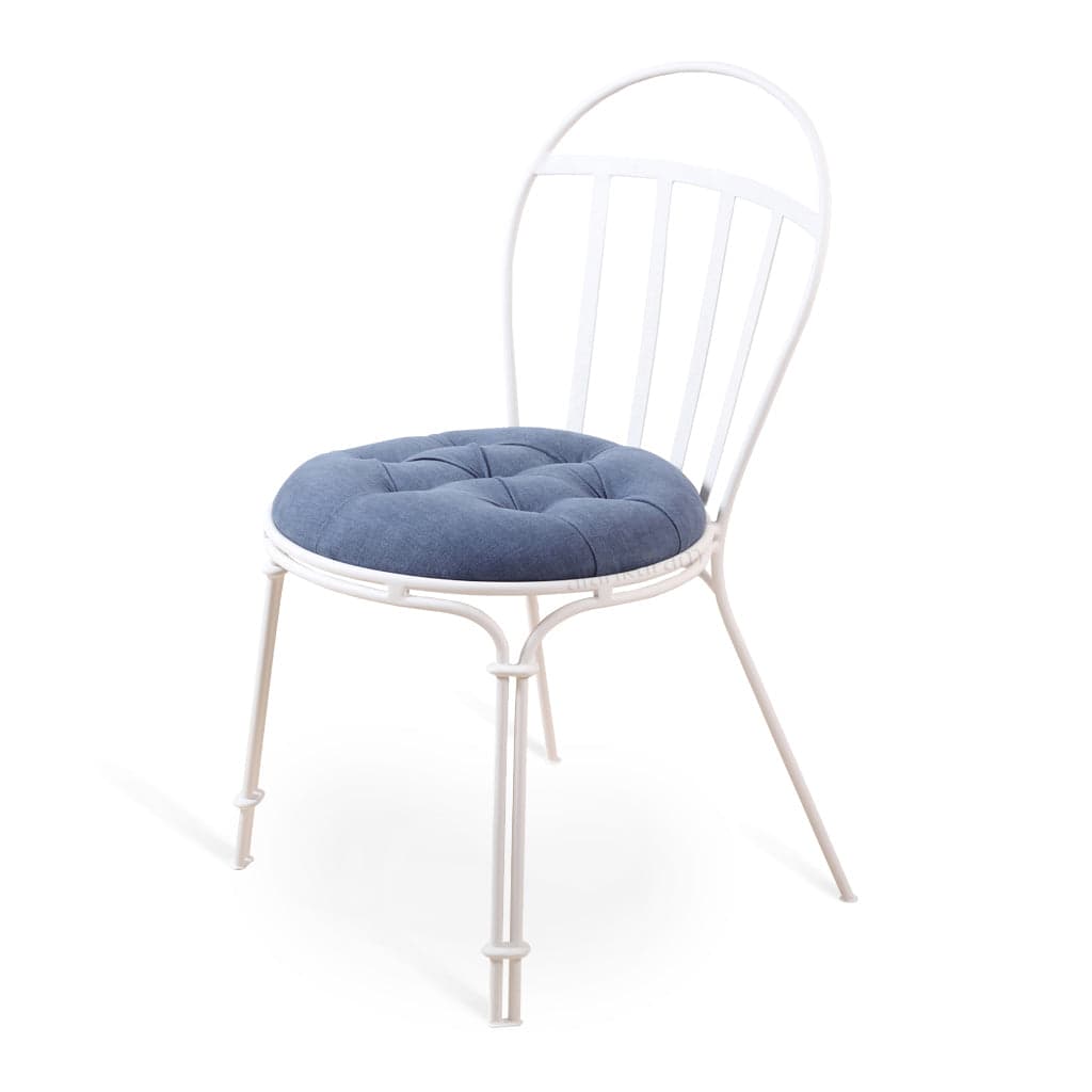 Kaba - Metal Dining Chair without Armrest, Upholstered Seat by Alankaram