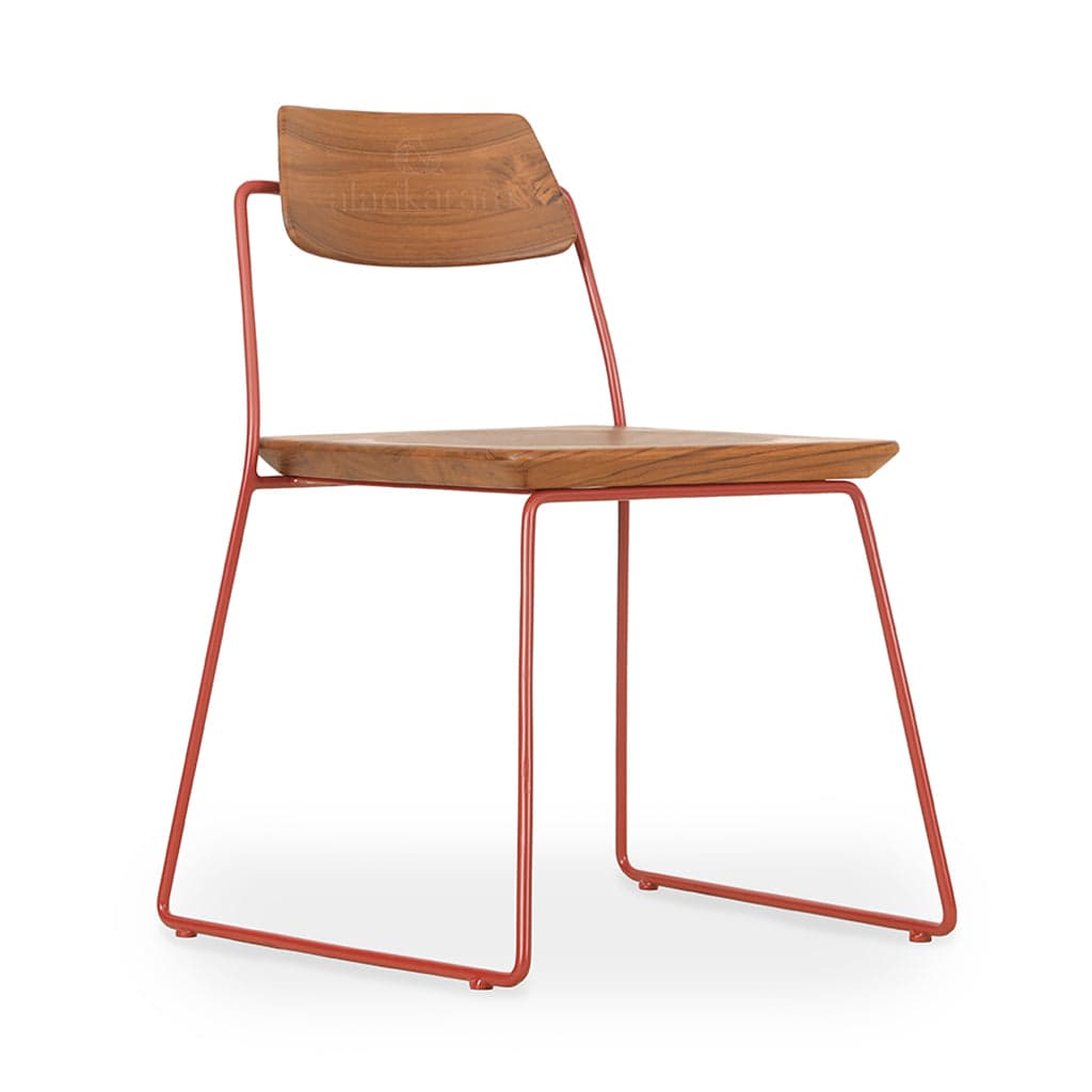 Minik - Metal Dining Chair, Teak Seat & Back 2 by Alankaram
