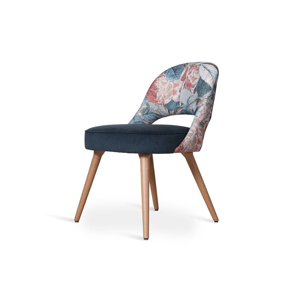 Kiero - Ash/Oak/Beech Dining Chair, Blue, Printed Fabric by Alankaram