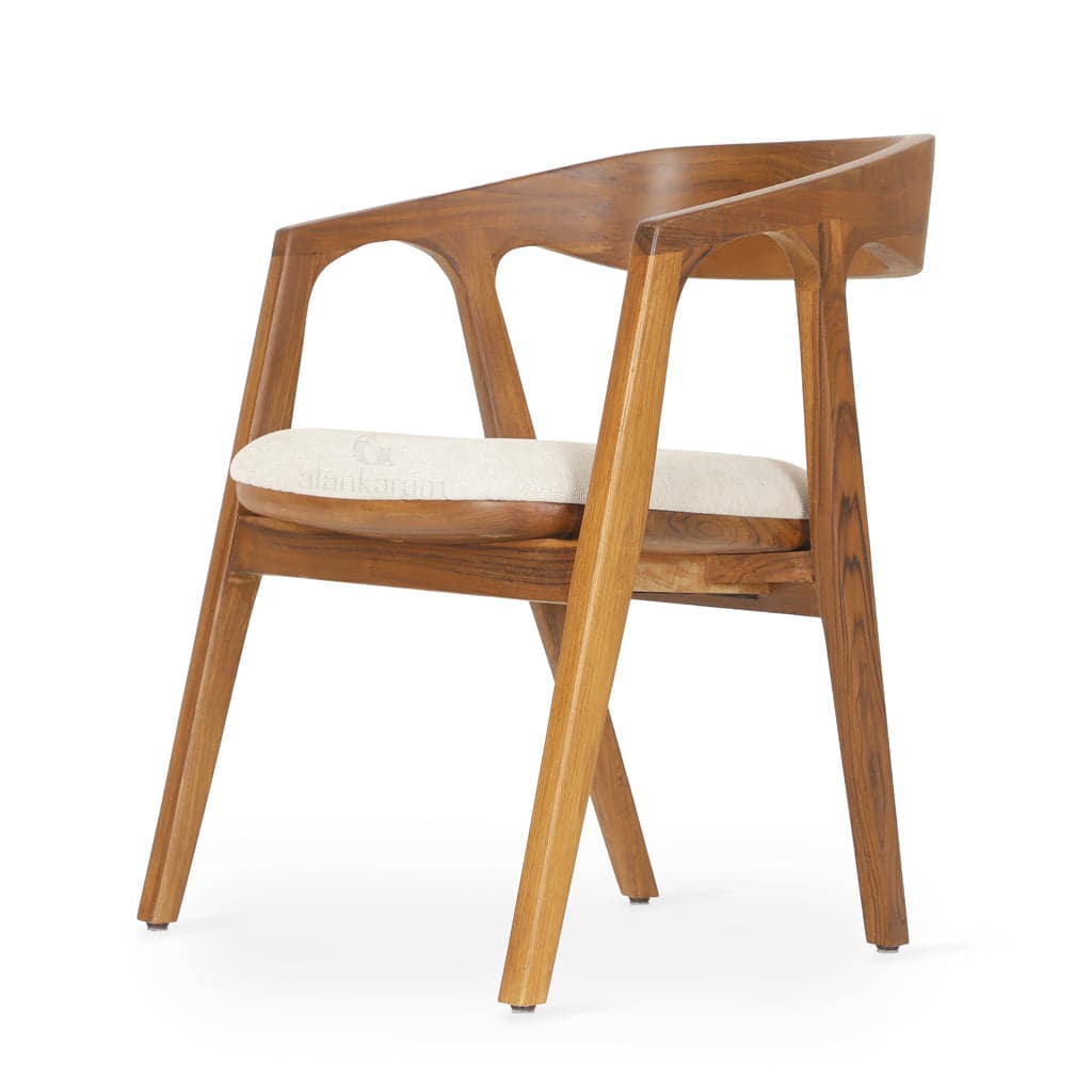Ince - Teak Dining Chair, Wooden Back by Alankaram