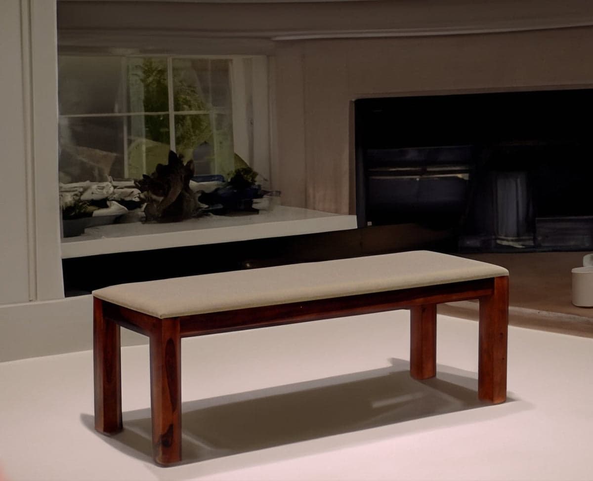 Freetown Sheesham Wood 3 Seater Dining Bench for Living Room - (Rosewood Fine Finish) by Furniselan