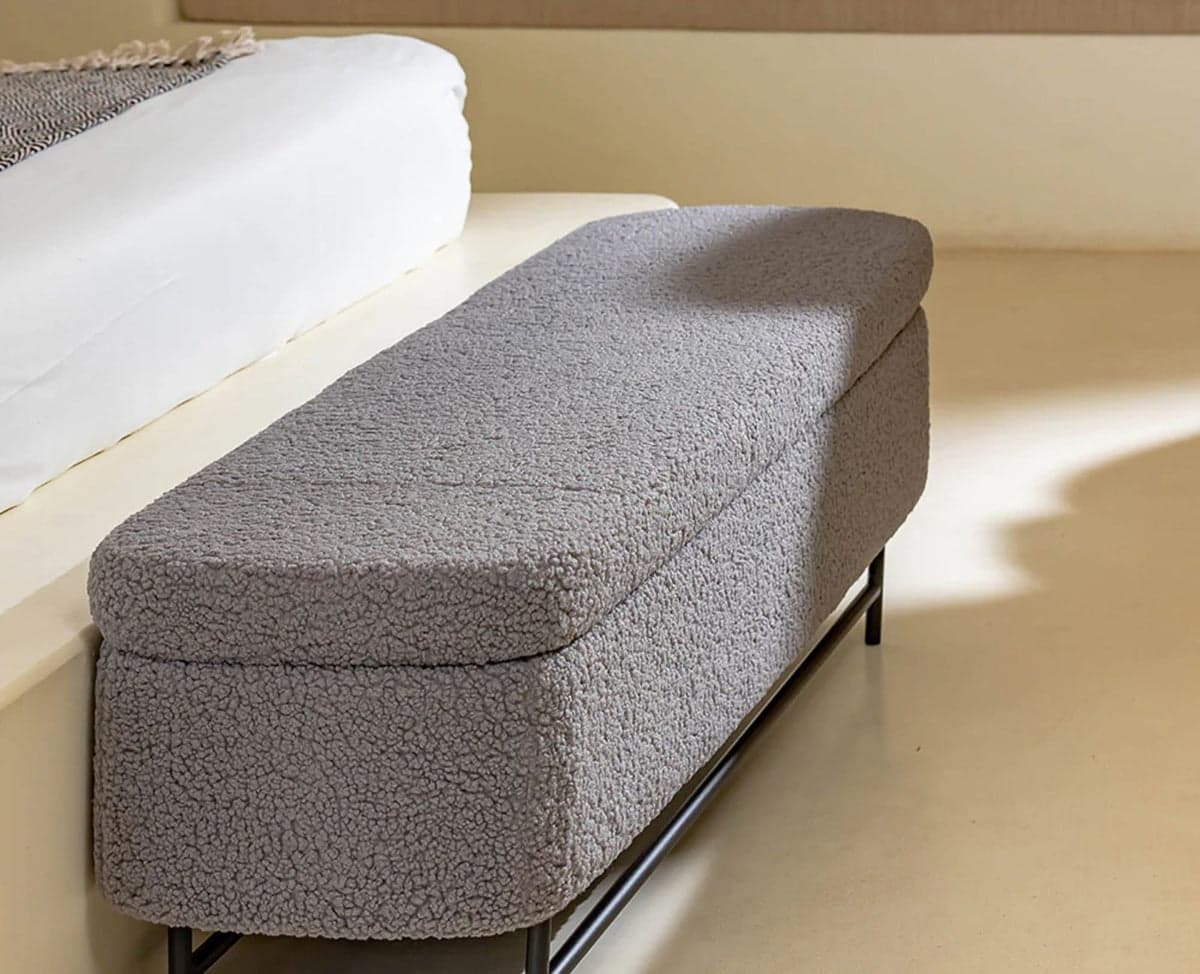 Sequoia Polyester Storage Bench with Steel Leg - (Grey) by Furniselan