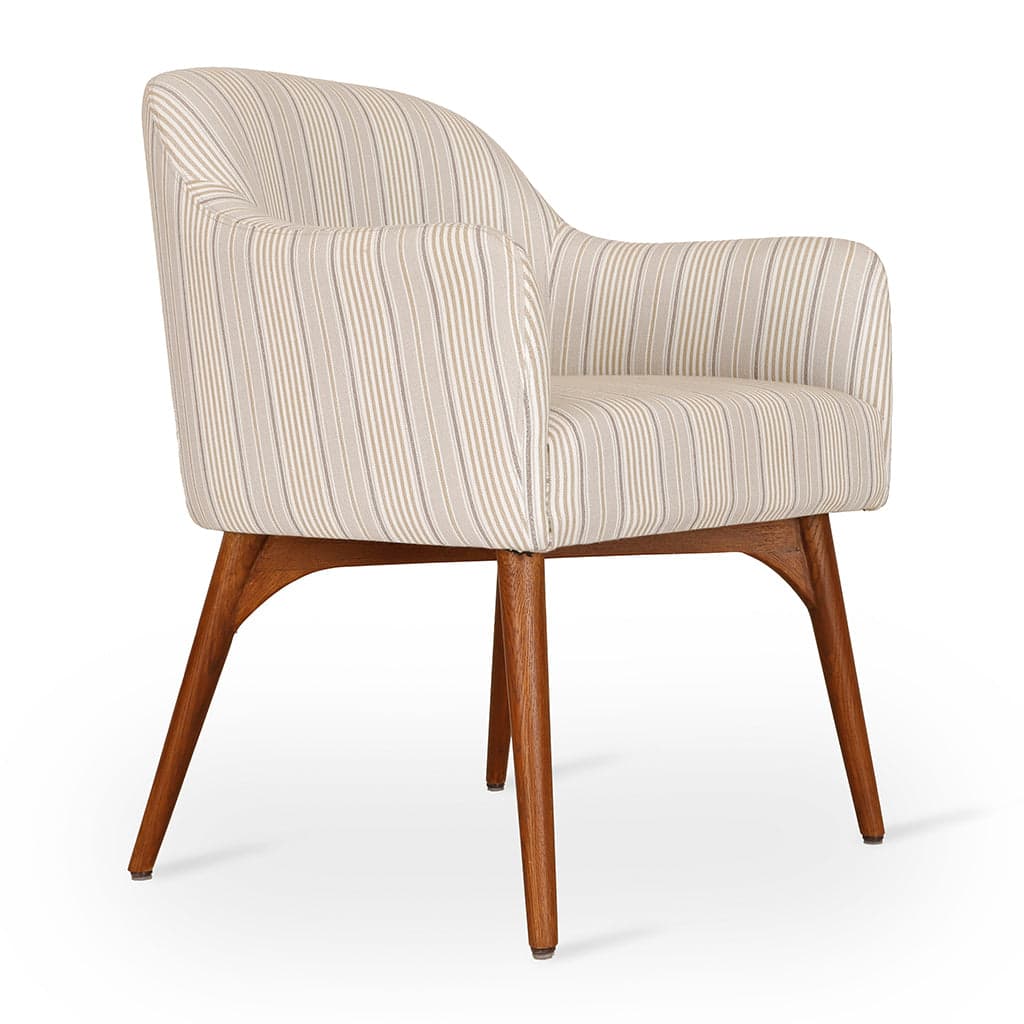 Aavaha - Teak Legs Dining Chair, White Fabric 2 by Alankaram