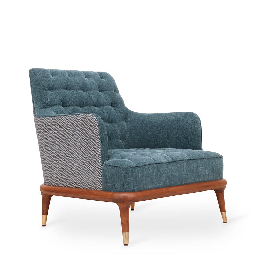 Koki - Teak Lounge Chair, Brass accentuations 2 by Alankaram