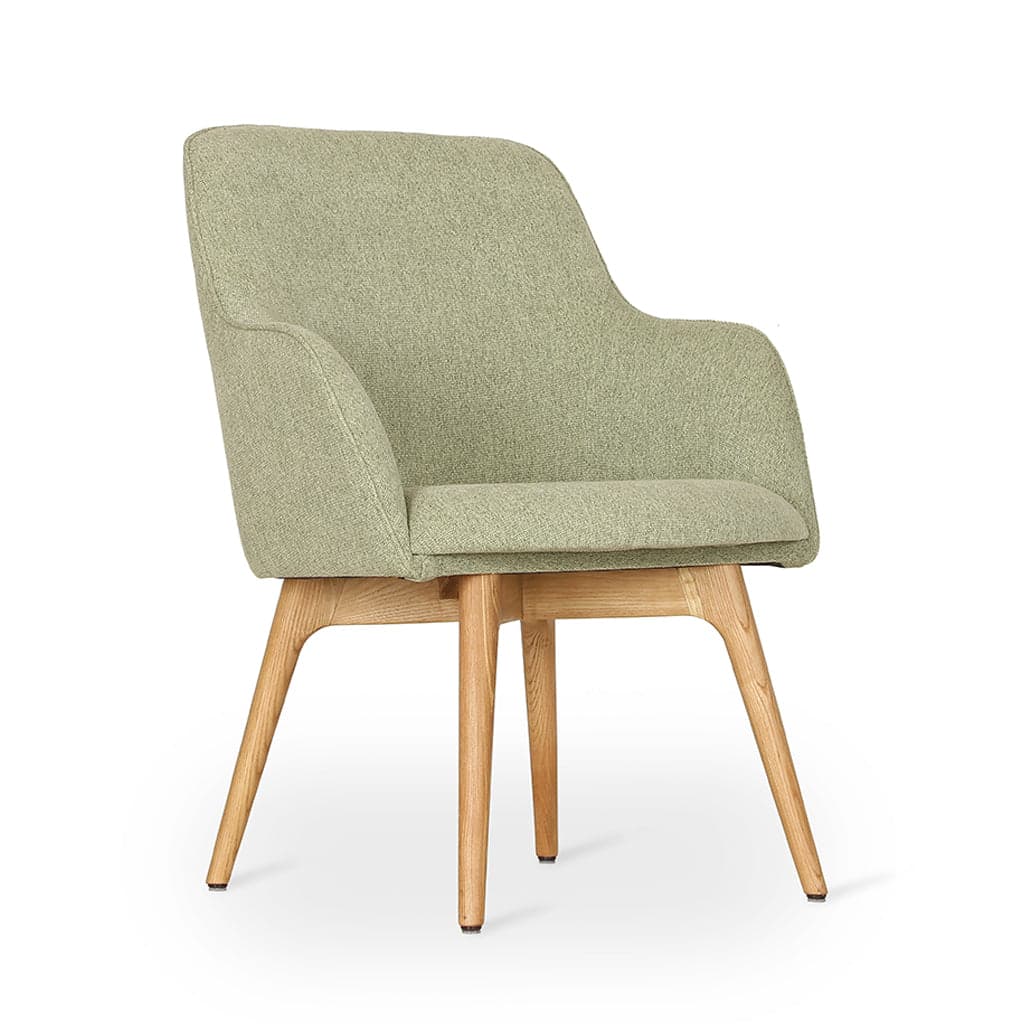 Dolt - Ash/Oak/Beech Dining Chair, Green Fabric by Alankaram
