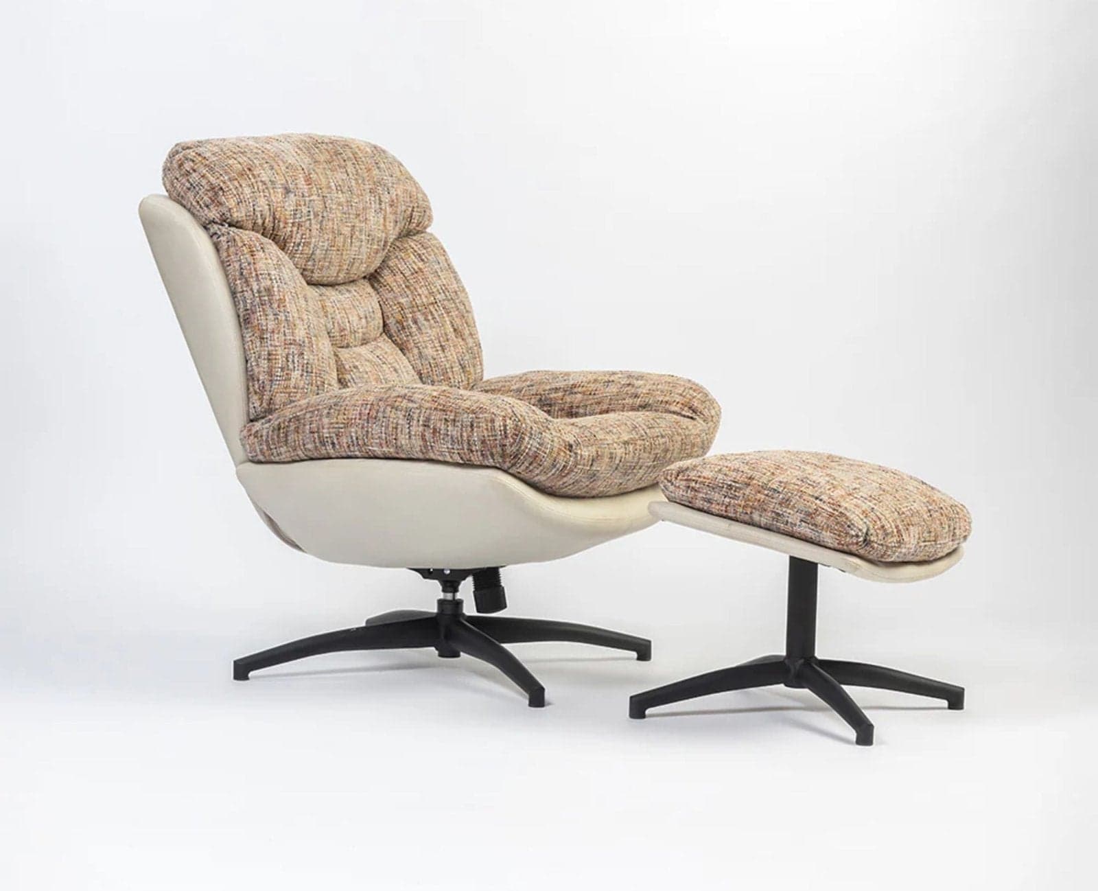 Bob Segar Cotton Chair with ottoman – Modern Upholstered Chair for Home & Café - (Multi-Tone Taupe) by Furniselan