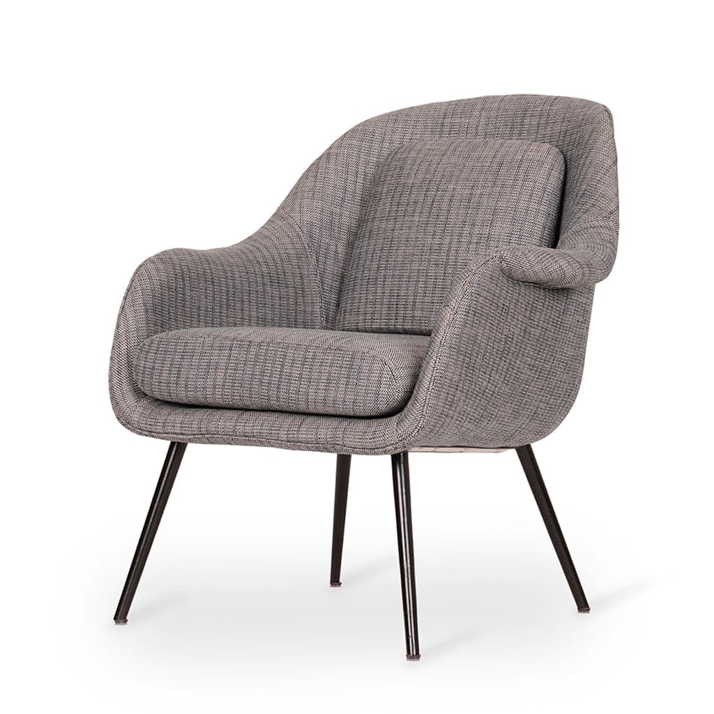Nefis - Metal Legs Lounge Chair, Grey Fabric by Alankaram