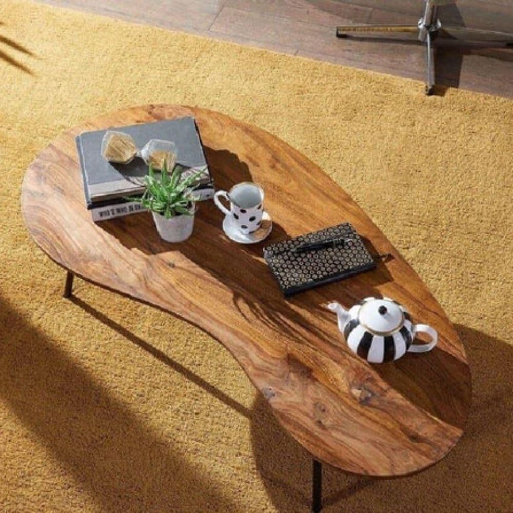 Wood & Metal Coffee Table For Living Room by Furnhands