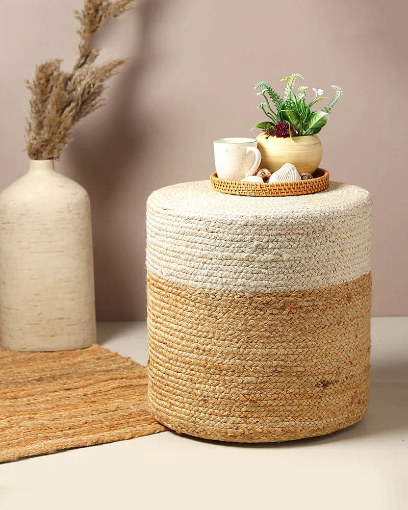 Handcrafted Jute Pouffes for Natural Living Room Decor by Haber India
