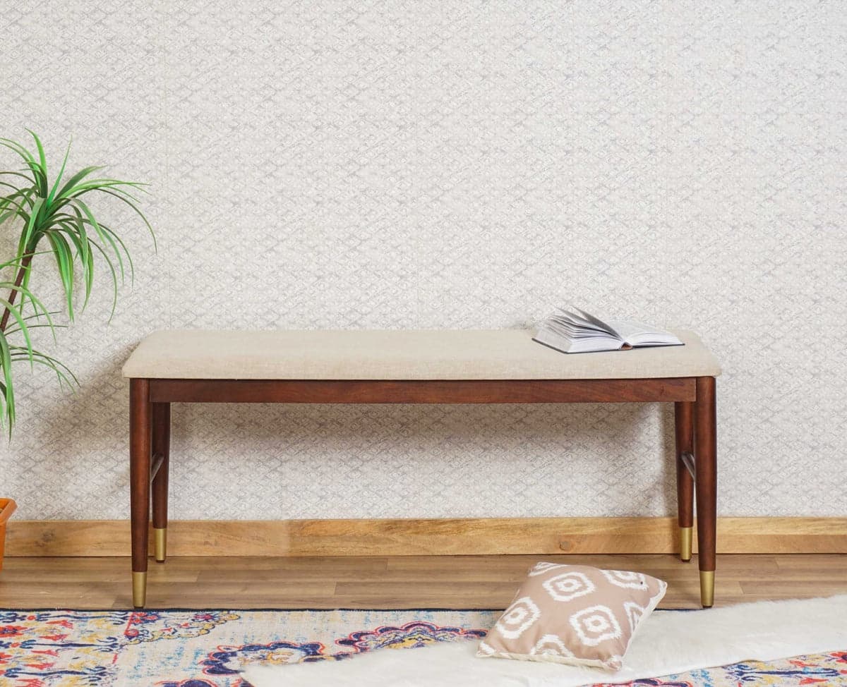 Boston Solid Wood Three Seater Bench - (Grey Finish) by Furniselan