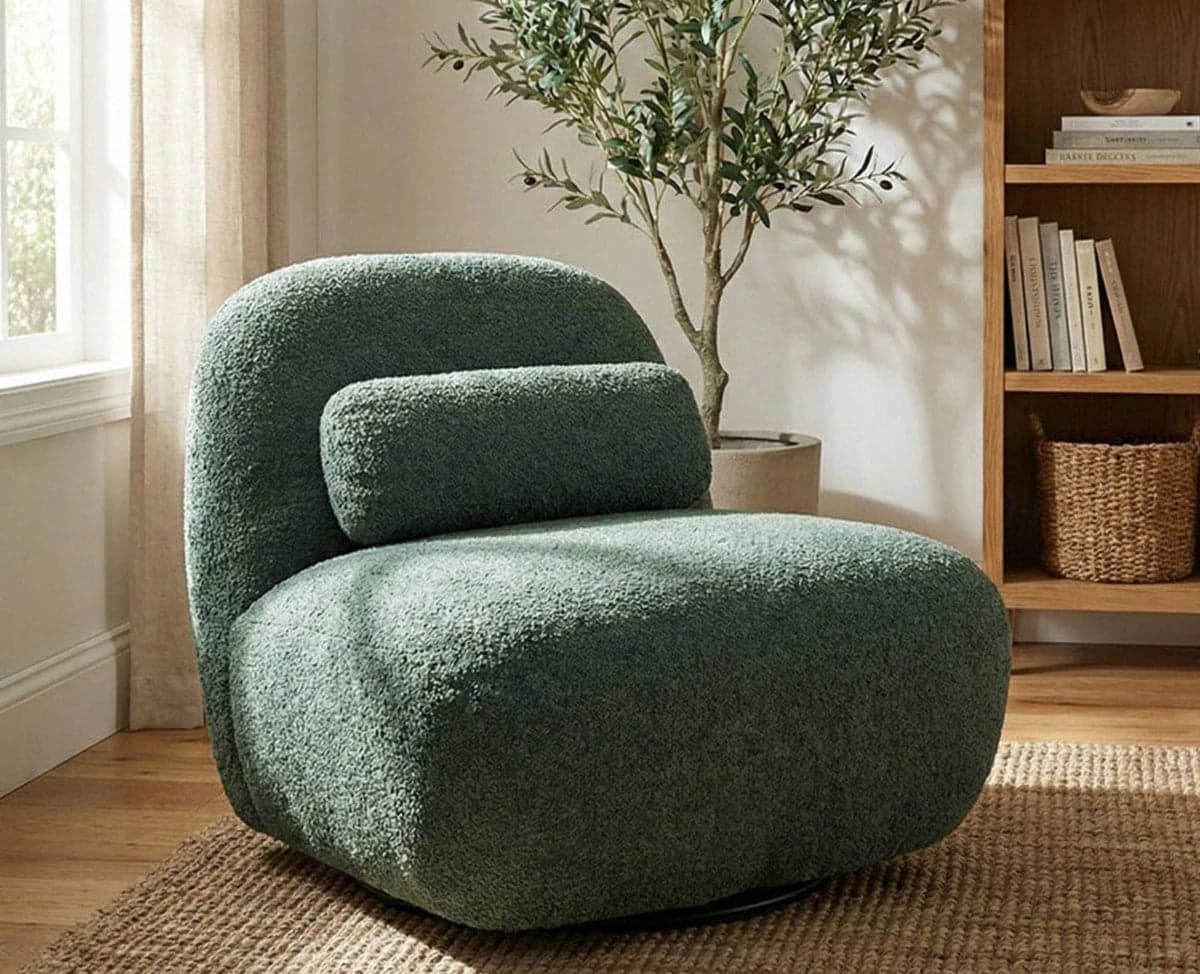 Adrienne Bell Chair – Modern Upholstered Bell Chair for Home & Café - (Green) by Furniselan