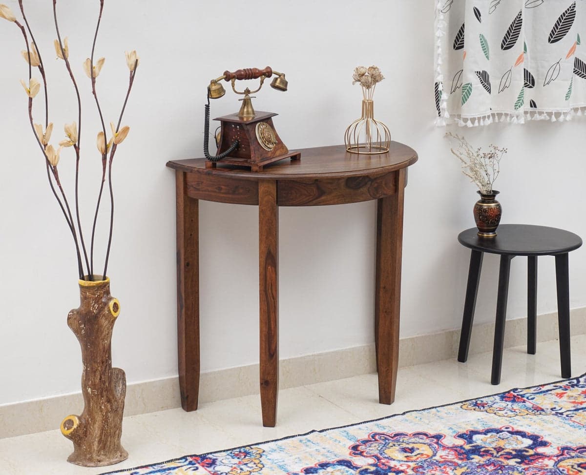 Srinagar Solid Wood Study Table Cum Console Table - (Teak Finish) by Furniselan