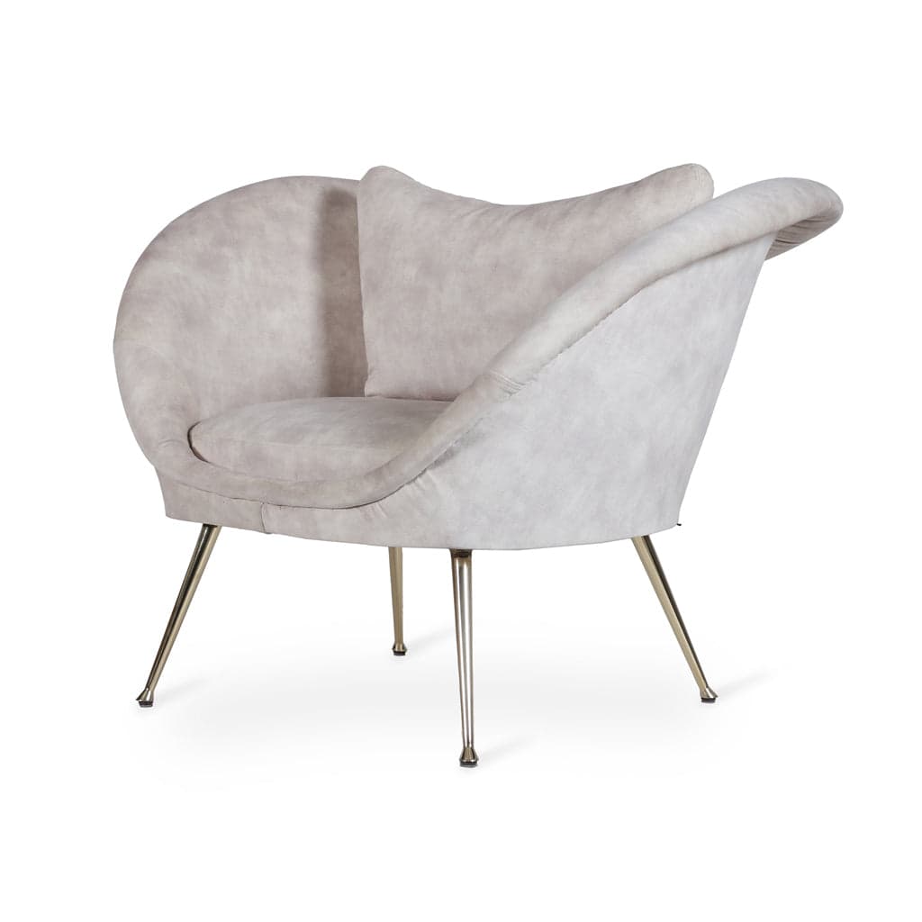 Paligo - Metal Lounge Chair, White Fabric by Alankaram