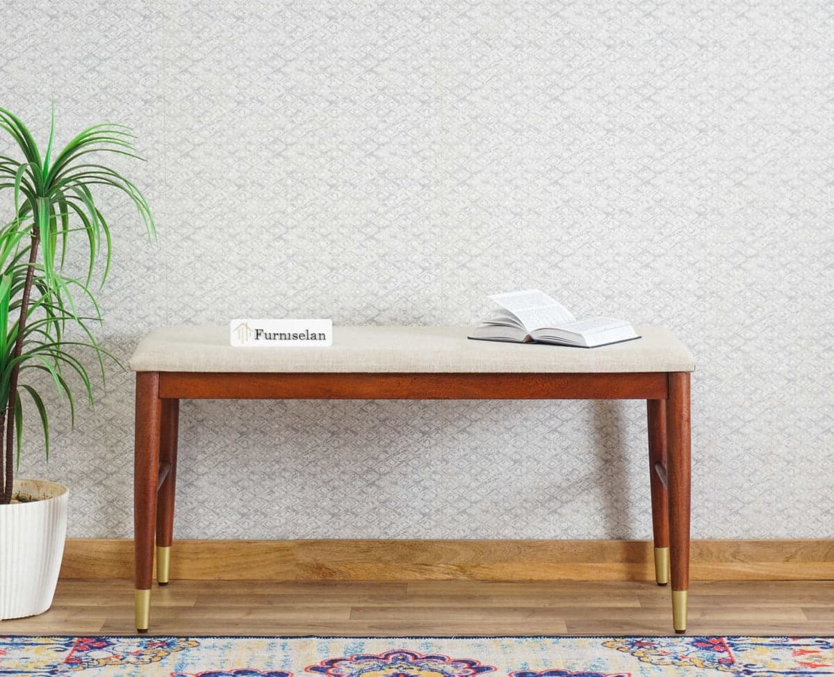 Boston Solid Wood two Seater Bench - (Brown Finish) by Furniselan