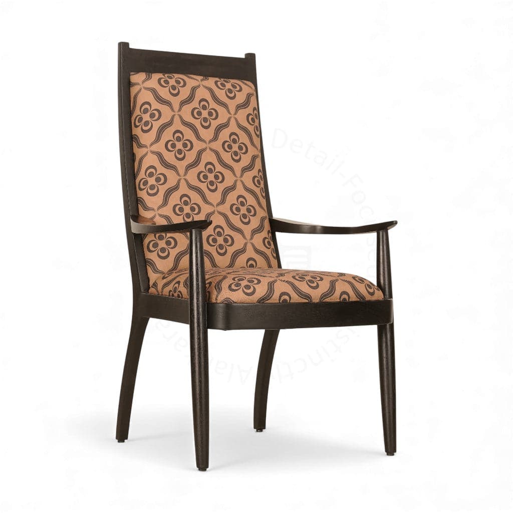 Pranshu - Ash/Oak/Beech Dining Chair with Armrest, Stained by Alankaram