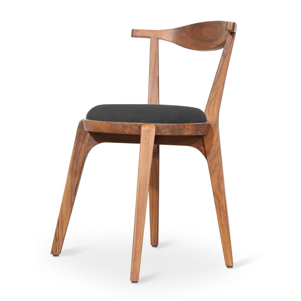 Dogo - Teak Dining Chair, Upholstered Seat by Alankaram