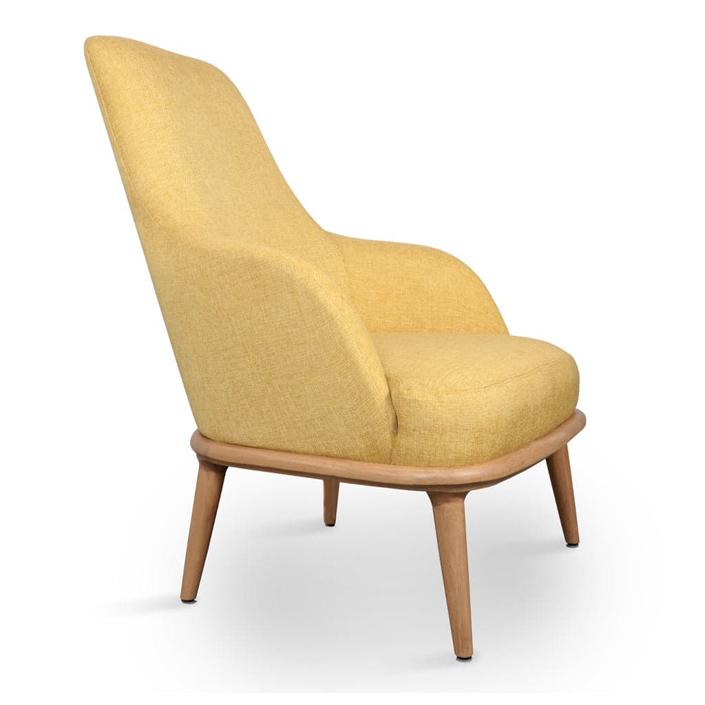 Iyi - Ash/Oak/Beech, Lounge Chair, Yellow Fabric by Alankaram