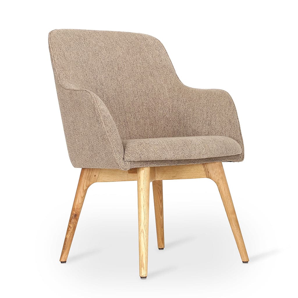 Dolt - Ash/Oak/Beech Dining Chair, Cream Color Fabric by Alankaram