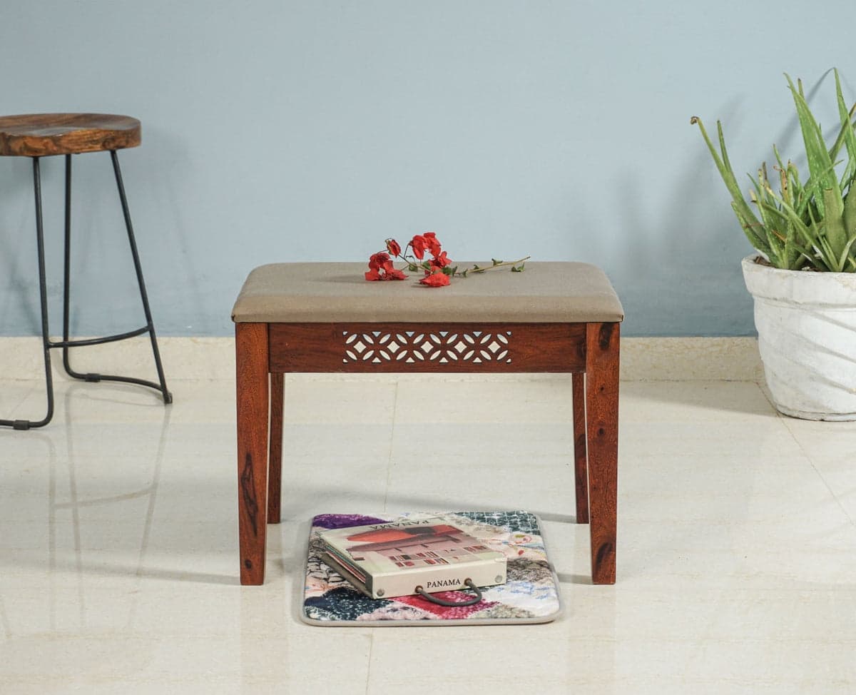 Frankfurt Sheesham Wood 1 Seater Dining Bench for Living Room Dining Room - (Maple Finish) by Furniselan