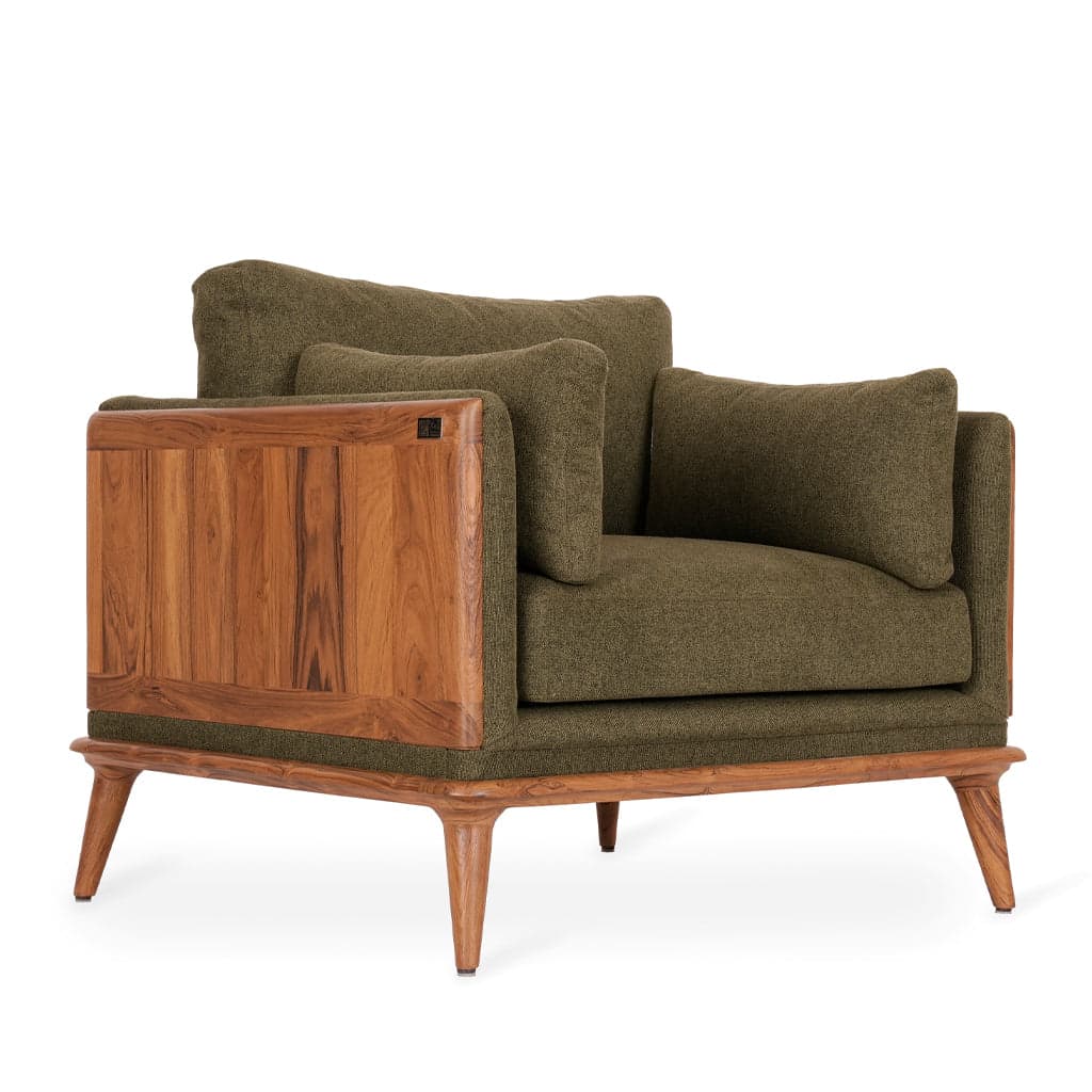 Mysig - Teak Club/Sofa Chair, Upholstered back 7 by Alankaram