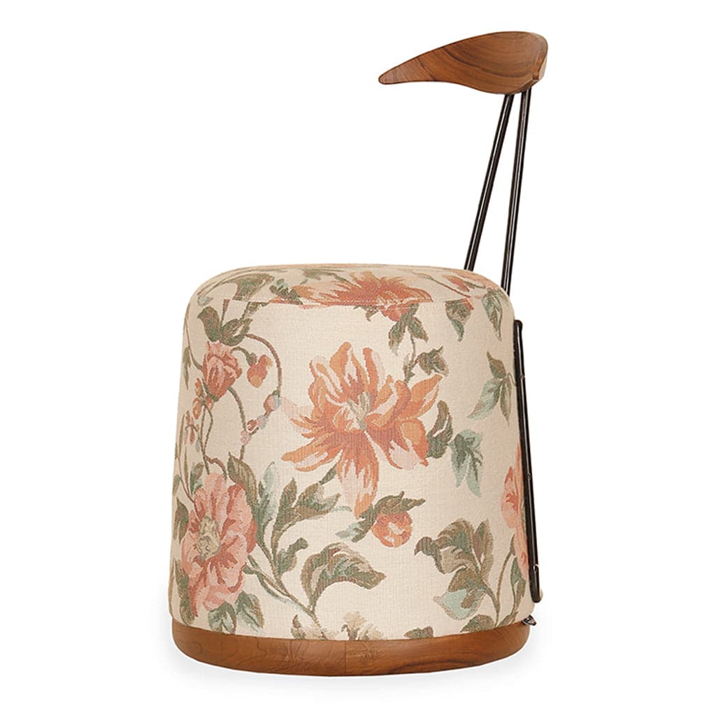 Credu - Teak Dining Chair With Flower Printed Fabric by Alankaram