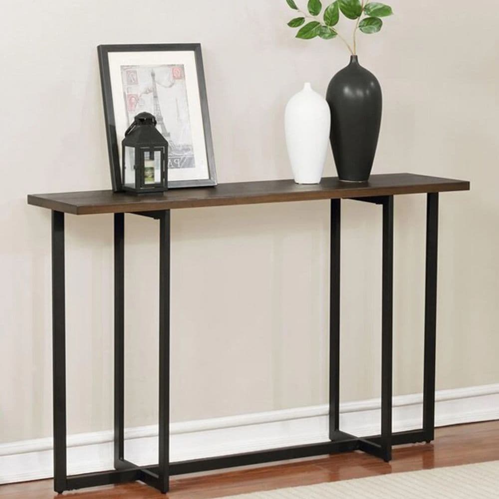 Metal & Wooden Black Console Table Barmer by Furnhands