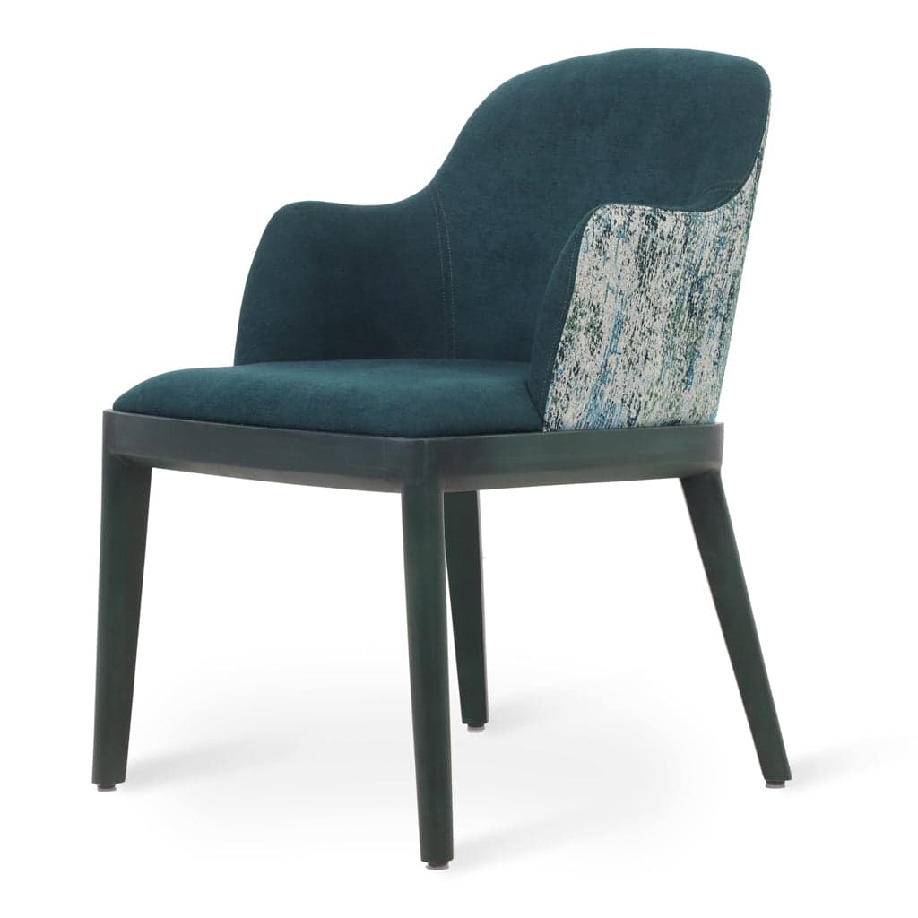 Ozlu - Ash/Oak/Beech Dining Chair, Stained, Green Fabric by Alankaram
