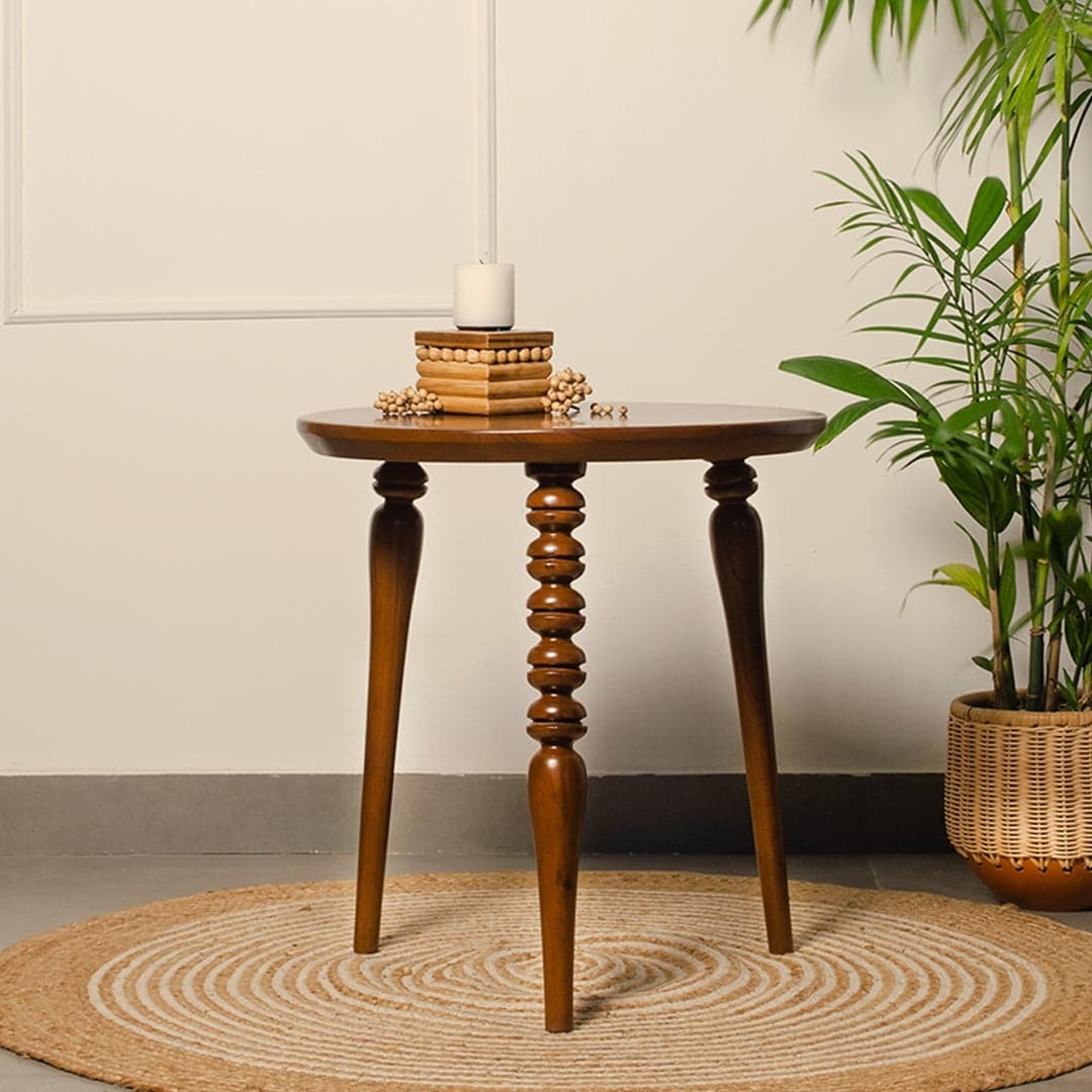 Nava Tripod Teak wood End Table by Opaque studio