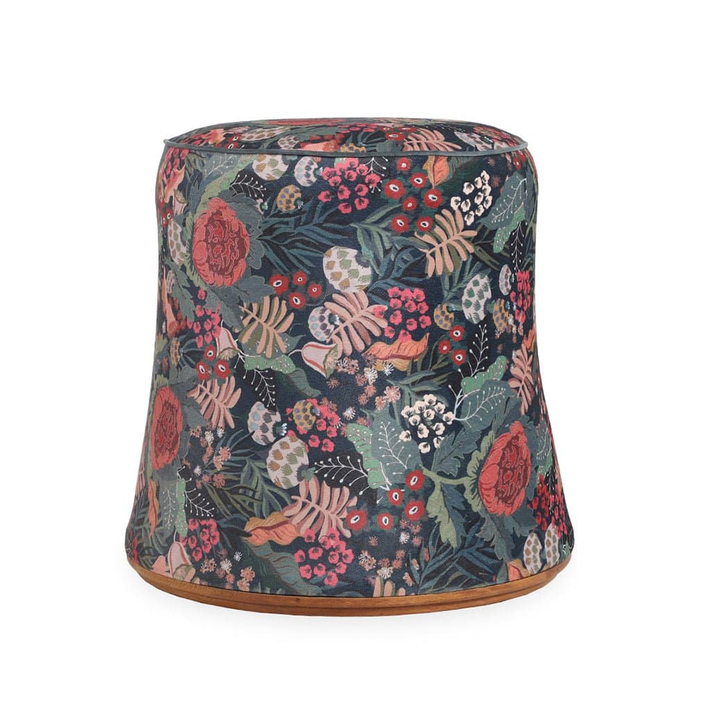 Pouffe - Teakwood Round Ottoman 2 by Alankaram