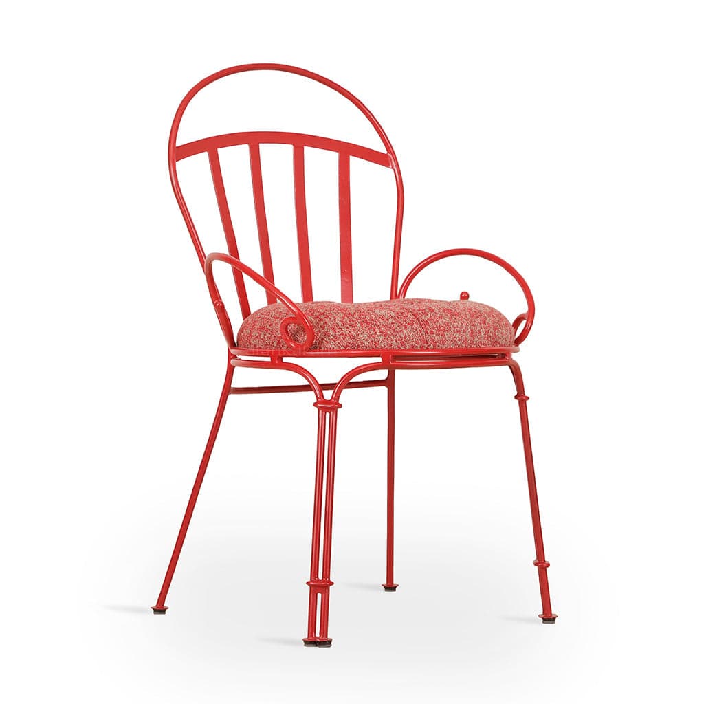 Kaba - Metal Dining Chair with Armrest, Upholstered Seat 2 by Alankaram