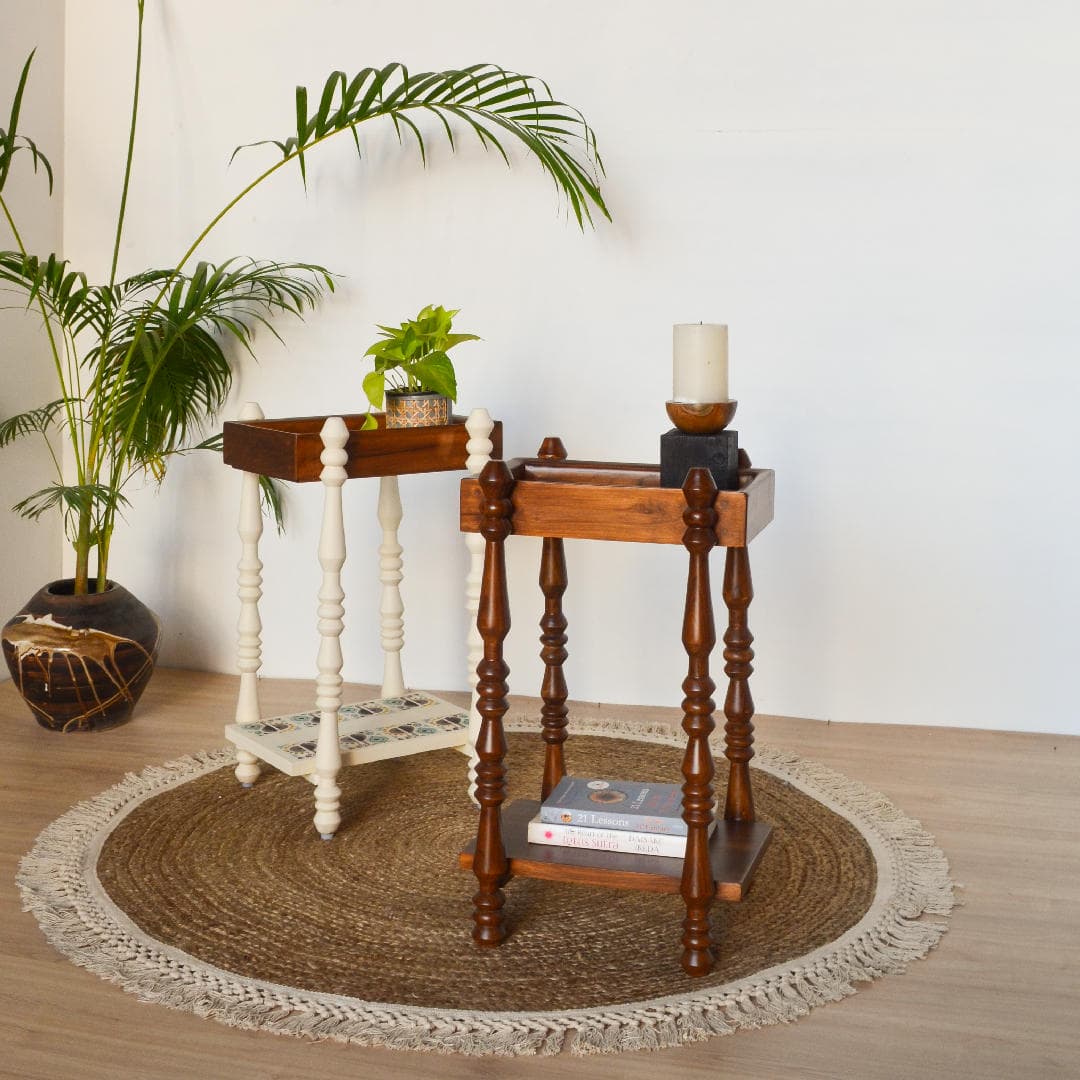 Modish Teak Wood End Table by Opaque studio