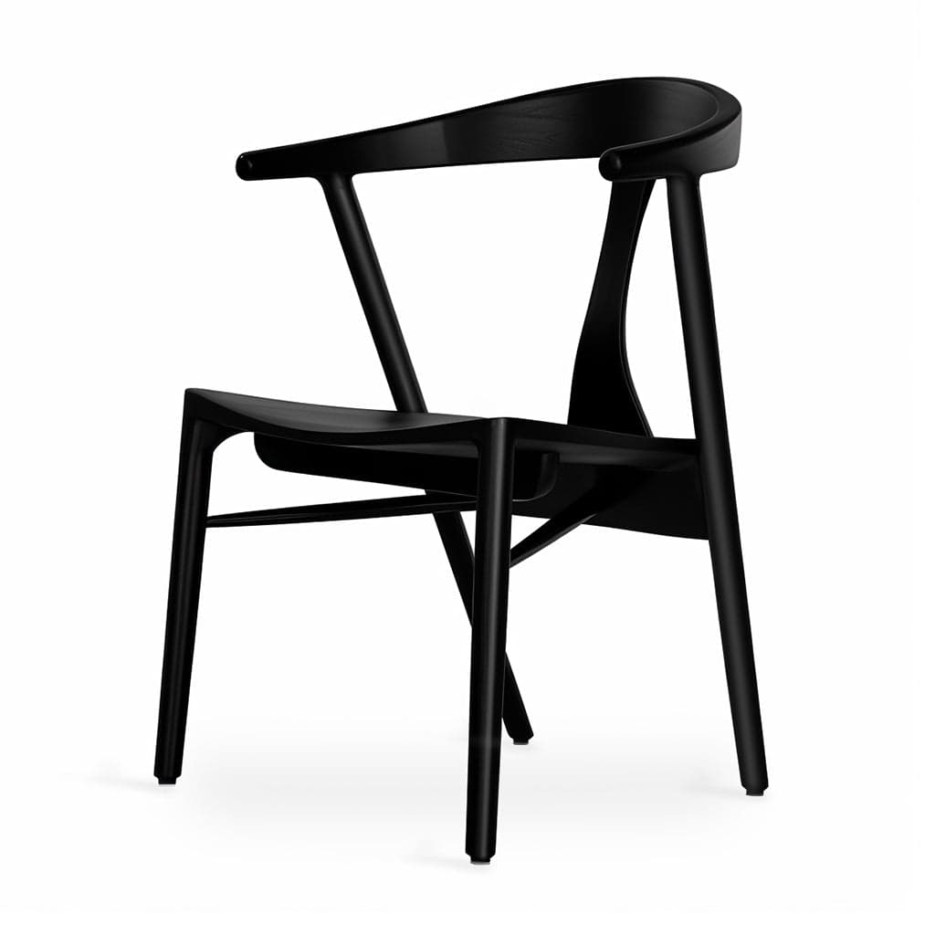 Ploot - Teak Dining Chair, Black PU by Alankaram