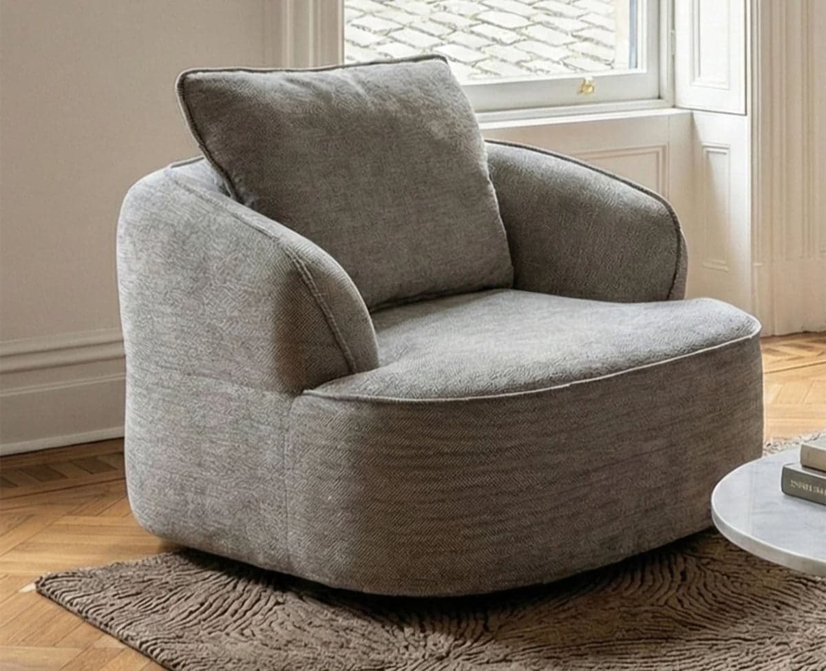 Miami Swivel Cotton Chair - (Light Grey) by Furniselan