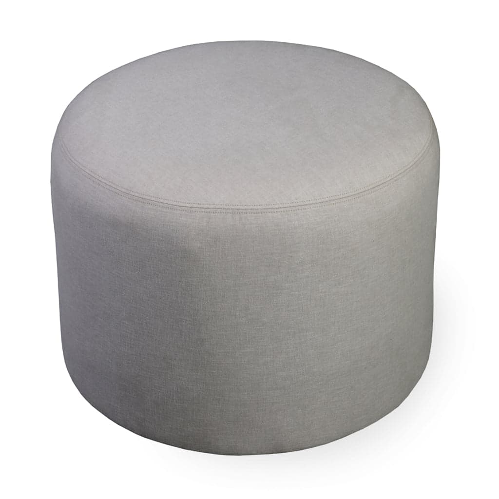 Pouffe - Round Ottoman with Grey Fabric 2 by Alankaram
