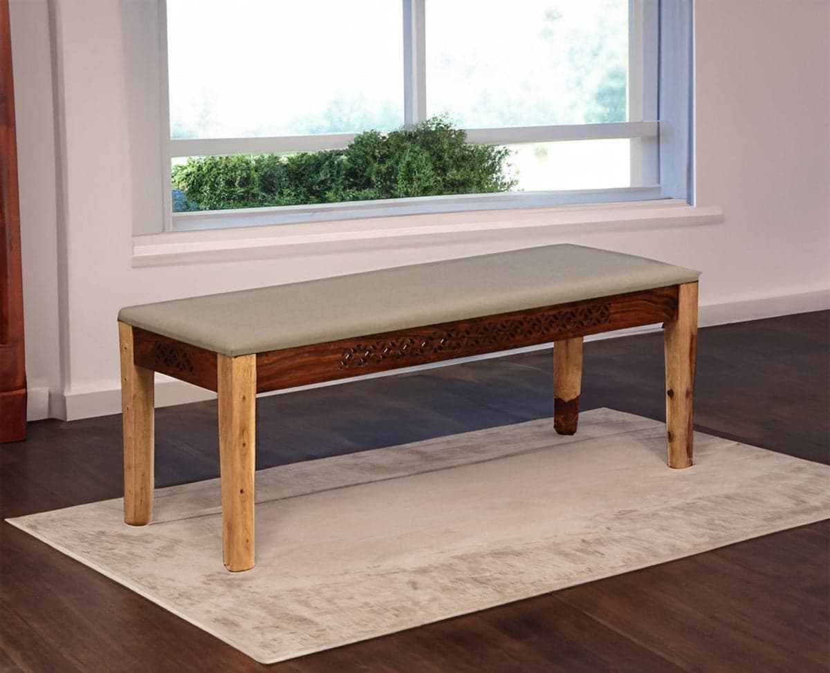 Frankfurt Sheesham Wood 3 Seater Dining Bench for Living Room - (Rustic Teak Finish) by Furniselan