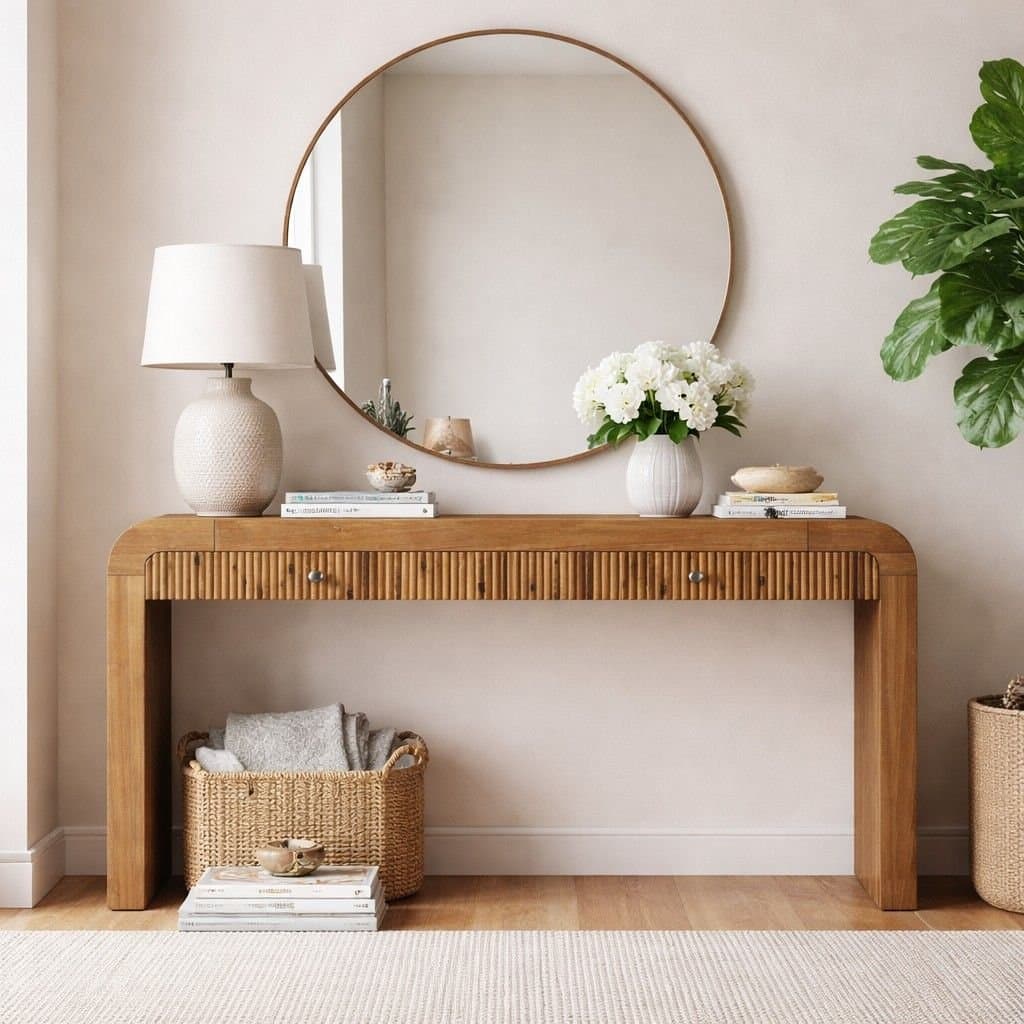 SoftEdge Handcrafted Sheesham Wood Console Table with Rounded Edges by Wooden Slice